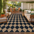 Coline Washable Geometric Checkered Easy Jute Dark Brown Indoor/Outdoor Rug Easy Jute Area Rug Lahome 8' x 10'
