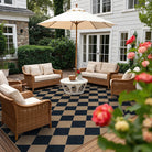 Coline Washable Geometric Checkered Easy Jute Dark Brown Indoor/Outdoor Rug Easy Jute Area Rug Lahome