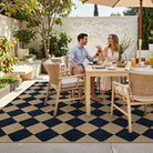 Coline Washable Geometric Checkered Easy Jute Dark Brown Indoor/Outdoor Rug Easy Jute Area Rug Lahome