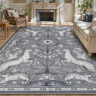 Dorval Washable Vintage Woodland Charcoal Gray Rug Area Rugs Lahome 8' x 10'