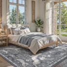 Dorval Washable Vintage Woodland Charcoal Gray Rug Area Rugs Lahome