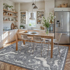 Dorval Washable Vintage Woodland Charcoal Gray Rug Area Rugs Lahome