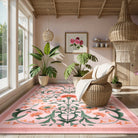 Eira Washable Vintage Floral Medallion Pink Rug Rugs Lahome