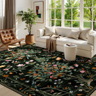 Elowen Washable Boho Forest Botanical Black Rug Rugs Lahome