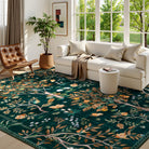 Elowen Washable Boho Forest Botanical Dark Green Rug Rugs Lahome