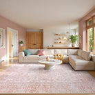 Elysee Washable Vintage Traditional Medallion Pink Rug Area Rugs Lahome 8' x 10'