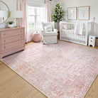 Elysee Washable Vintage Traditional Medallion Pink Rug Area Rugs Lahome