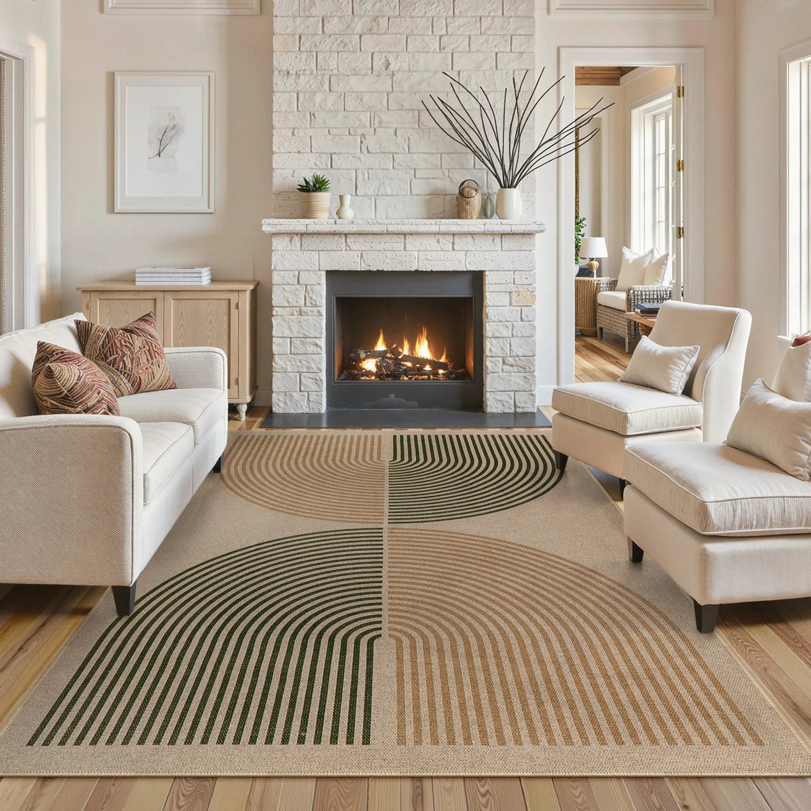 Enfys Washable Modern Rainbow Easy Jute Black/Beige Indoor/Outdoor Rug Clearance Rugs Lahome 8' x 10'