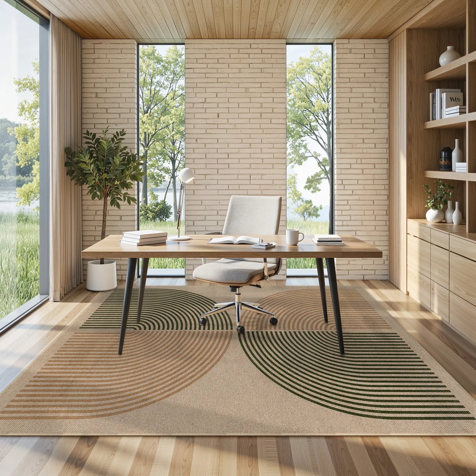 Enfys Washable Modern Rainbow Easy Jute Black/Beige Indoor/Outdoor Rug Clearance Rugs Lahome
