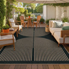 Enfys Washable Modern Rainbow Easy Jute Black/Grey Indoor/Outdoor Rug Clearance Rugs Lahome 9' x 12'
