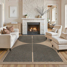 Enfys Washable Modern Rainbow Easy Jute Black Indoor/Outdoor Rug Clearance Rugs Lahome 8' x 10'