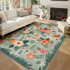 Fleurin Washable Floral Garden Green Rug Area Rugs Lahome 8' x 10'