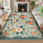 Fleurin Washable Floral Garden Green Rug Area Rugs Lahome