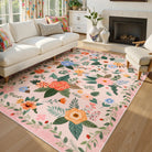 Fleurin Washable Floral Garden Pink Rug Area Rugs Lahome 8' x 10'