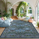 Giverny Washable Maximalism Vintage French Floral Blue Rug Rugs Lahome