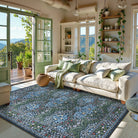 Giverny Washable Maximalism Vintage French Floral Blue Rug Rugs Lahome