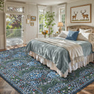 Giverny Washable Maximalism Vintage French Floral Blue Rug Rugs Lahome