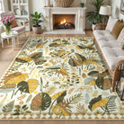 Herbier Washable Botanical Leaf Beige Rug Rugs Lahome 8' x 10'