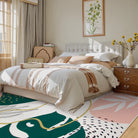 Kiki Washable Modern Botanical Leaf Green Pink Rug Area Rugs Lahome