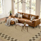 Linoe Washable Checkered Wavy Oatmeal Easy Jute Rug Rugs Lahome