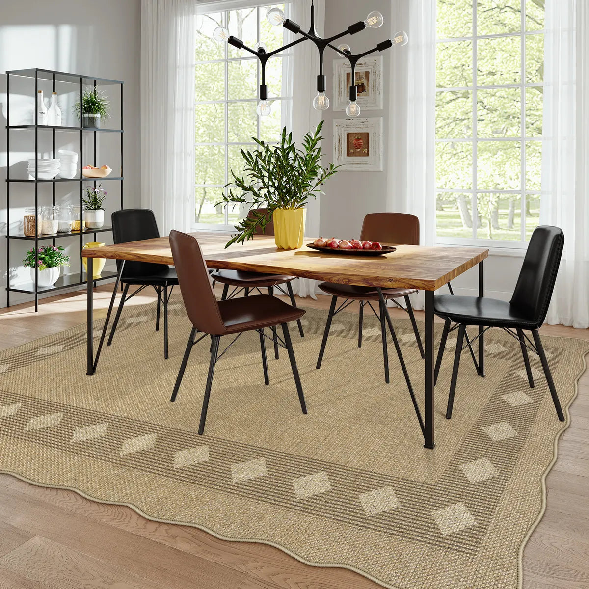 Linoe Washable Diamond Wavy Oatmeal Easy Jute Rug Rugs Lahome