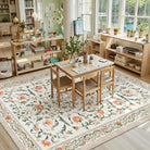 Lorevie Washable Boho vintage Garden Floral Beige Rug Rugs Lahome