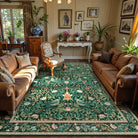 Marcel Washable Vintage Floral Bird Dark Green Rug Area Rugs Lahome