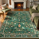 Marcel Washable Vintage Floral Bird Dark Green Rug Area Rugs Lahome 8' x 10'