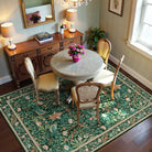 Marcel Washable Vintage Floral Bird Dark Green Rug Area Rugs Lahome