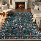 Marcel Washable Vintage Floral Bird Royal Blue Rug Area Rugs Lahome 8' x 10'