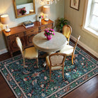 Marcel Washable Vintage Floral Bird Royal Blue Rug Area Rugs Lahome