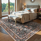 Marcel Washable Vintage Floral Bird Taupe Rug Area Rugs Lahome