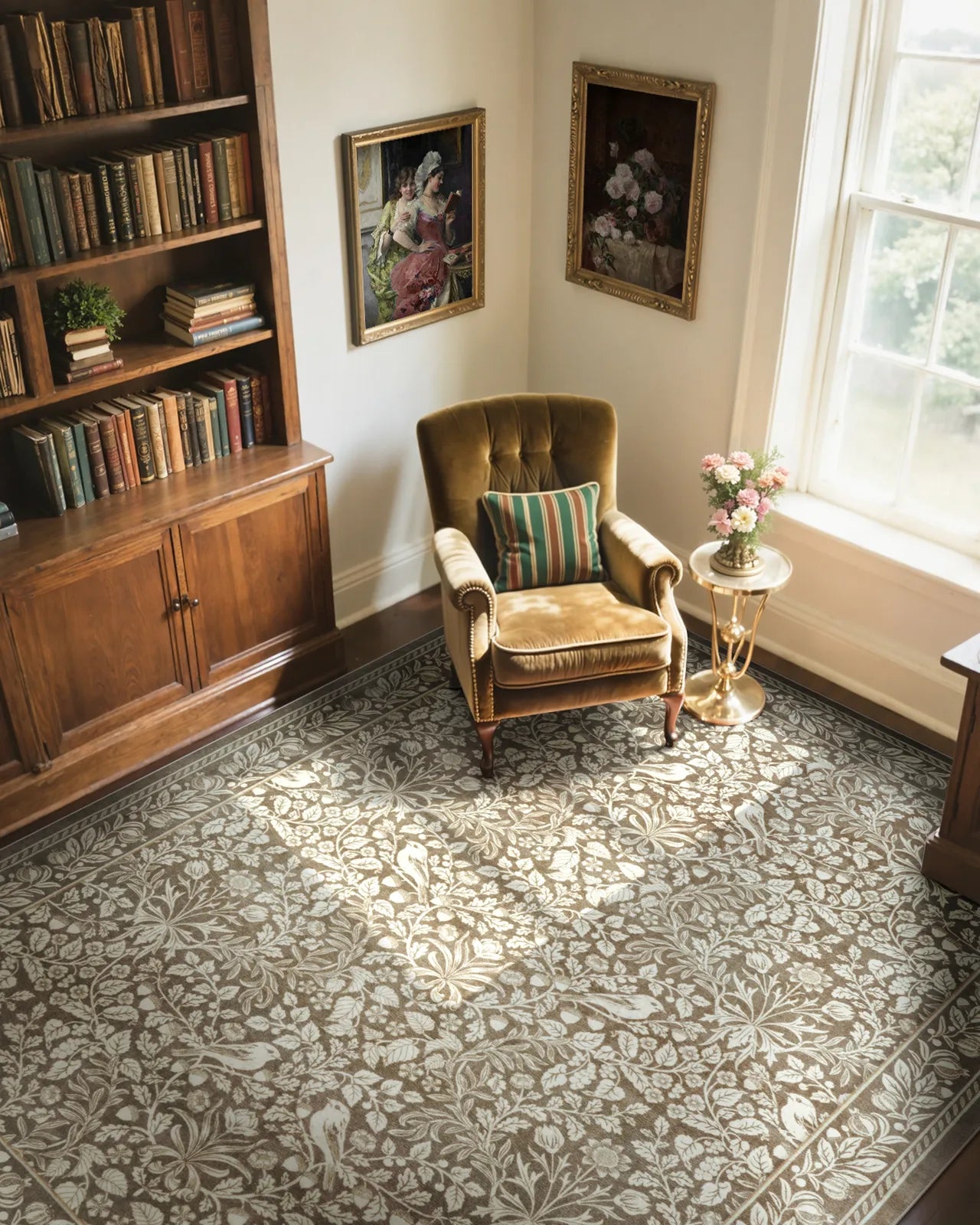 Mirage Washable Maximalism Vintage Blossom Beige Rug Area Rugs Lahome