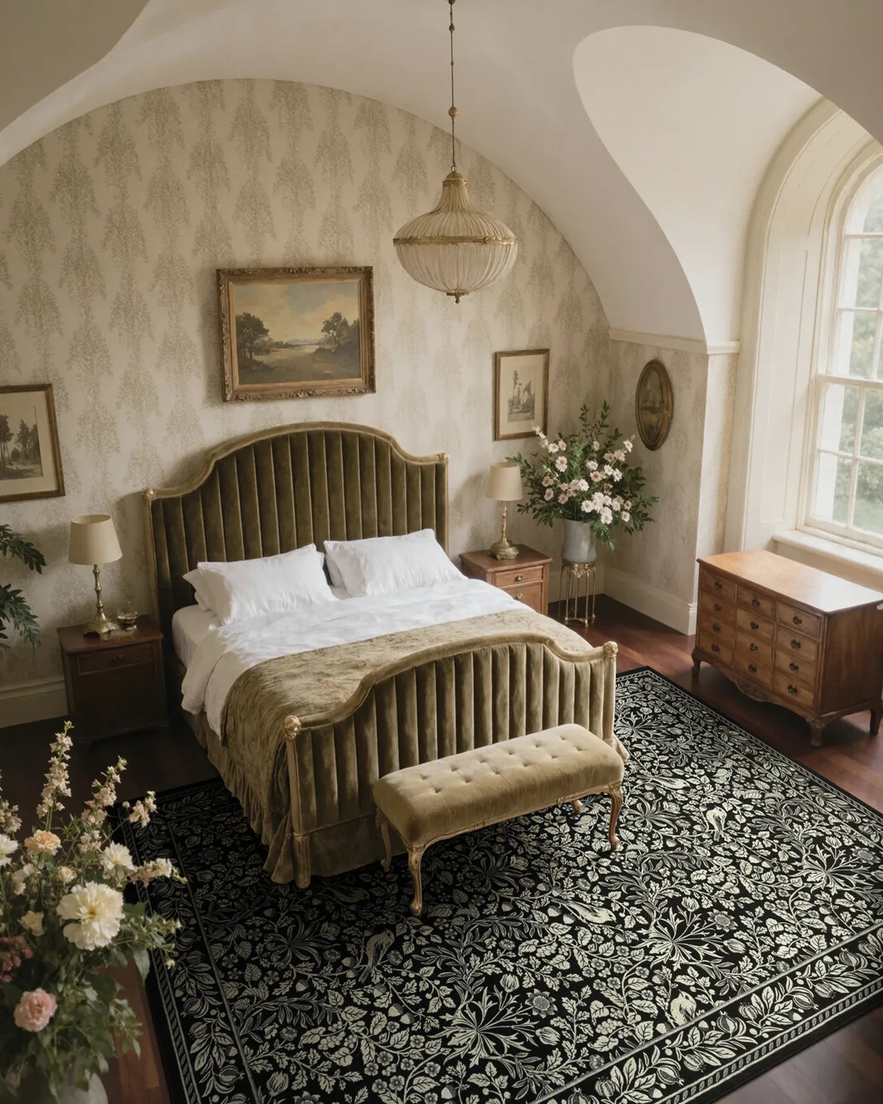 Mirage Washable Maximalism Vintage Blossom Black Rug Area Rugs Lahome