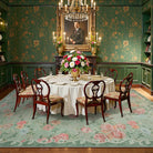 Nina Washable Romantic Vintage Floral Rose Garden Green Rug Area Rugs Lahome
