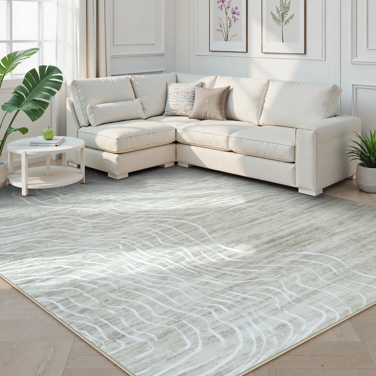 Ondel Washable Abstract Terrain Beige Rug Area Rugs Lahome