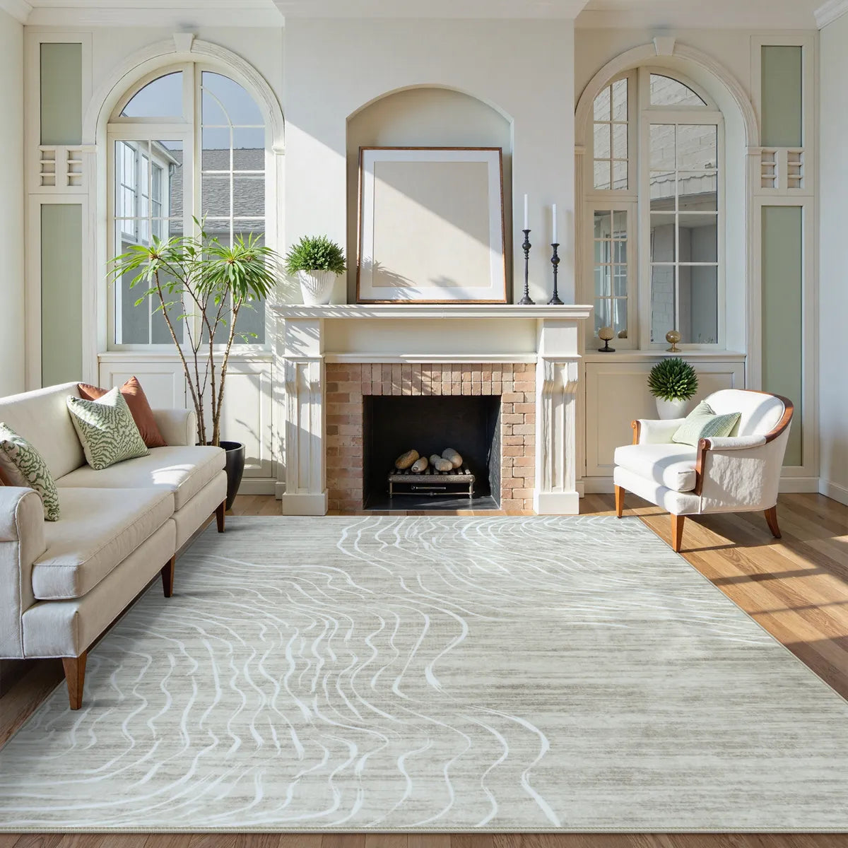 Ondel Washable Abstract Terrain Beige Rug Area Rugs Lahome