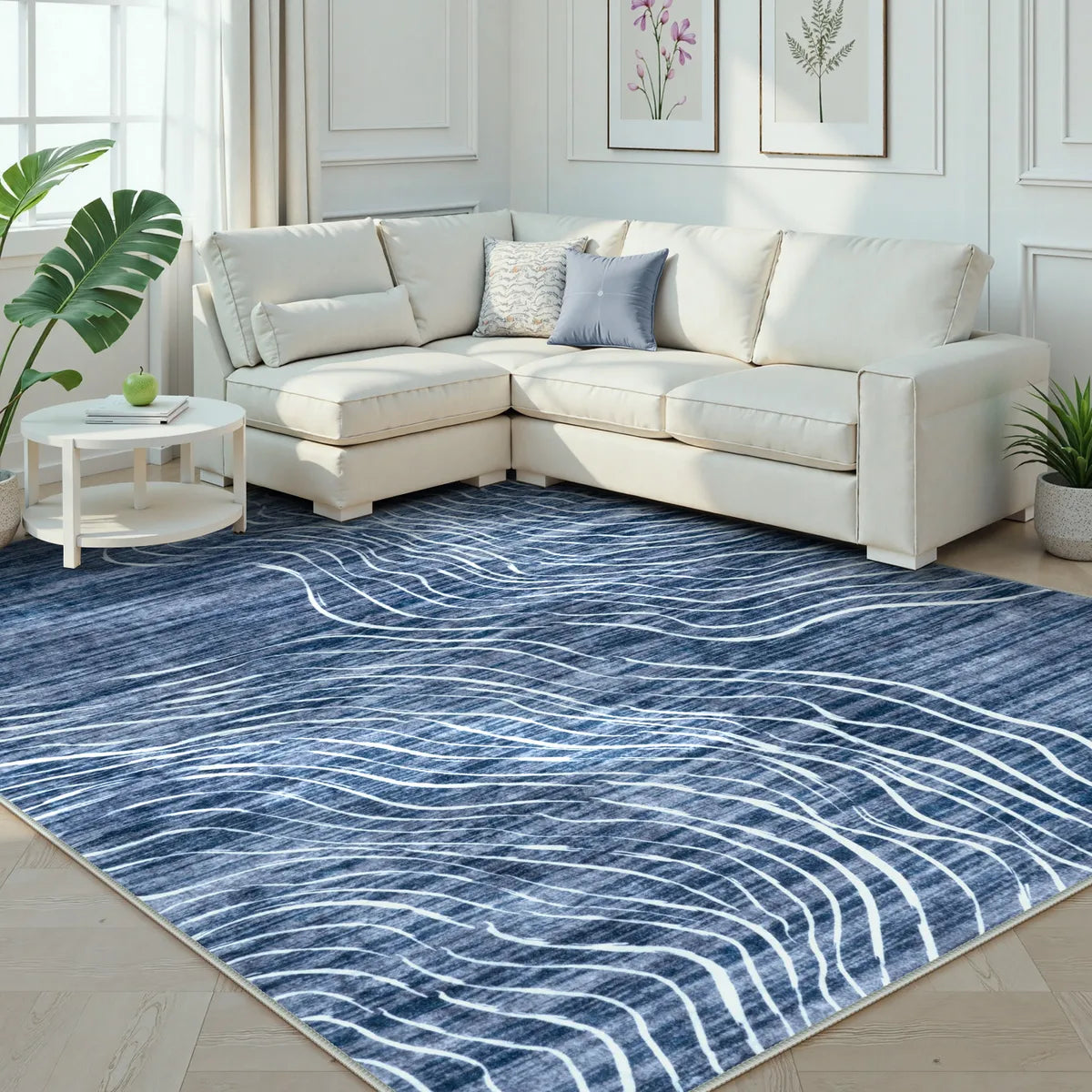 Ondel Washable Abstract Terrain Blue Rug Area Rugs Lahome