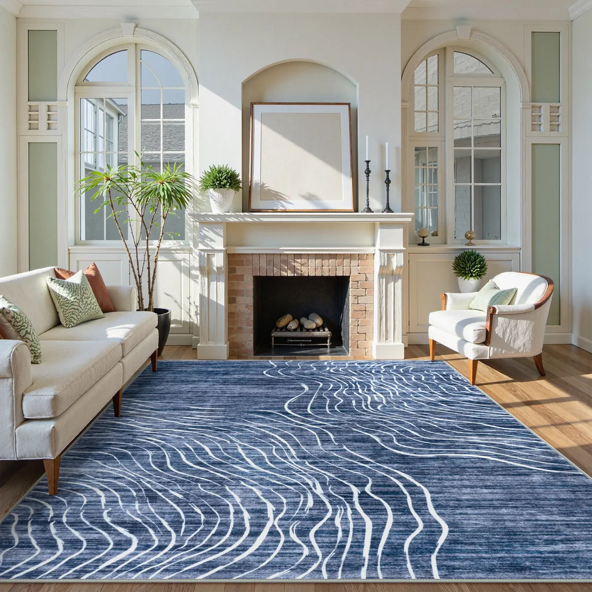 Ondel Washable Abstract Terrain Blue Rug Area Rugs Lahome