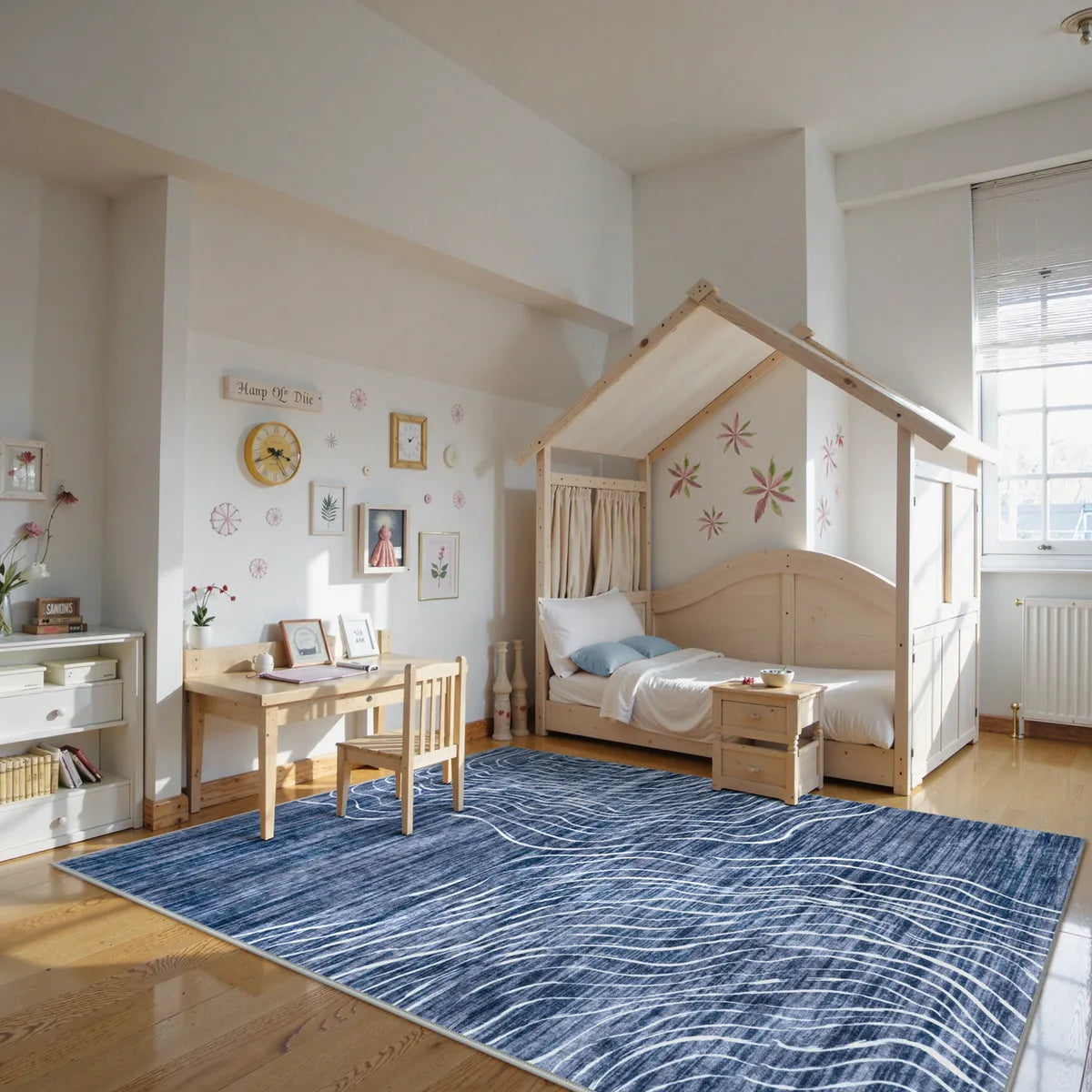 Ondel Washable Abstract Terrain Blue Rug Area Rugs Lahome
