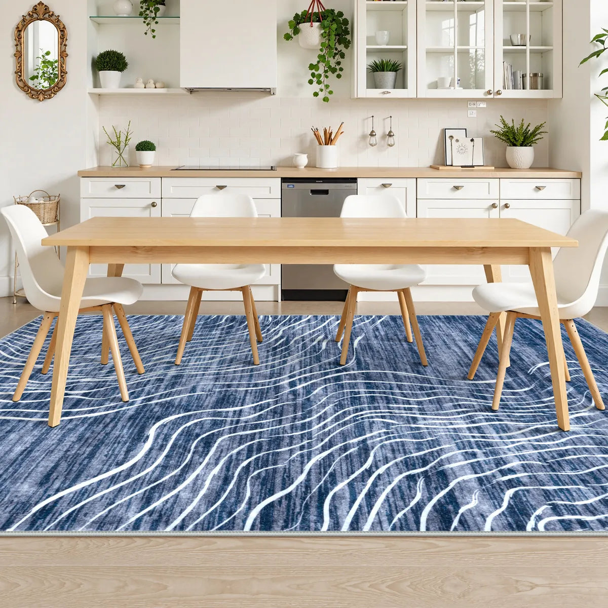 Ondel Washable Abstract Terrain Blue Rug Area Rugs Lahome