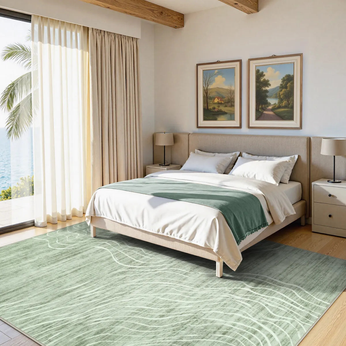 Ondel Washable Abstract Terrain Green Rug Area Rugs Lahome