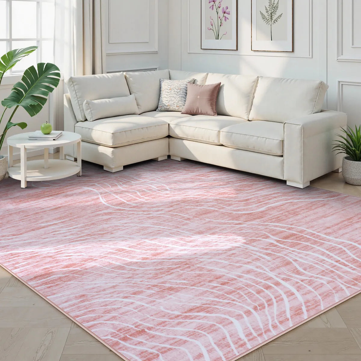 Ondel Washable Abstract Terrain Pink Rug Area Rugs Lahome