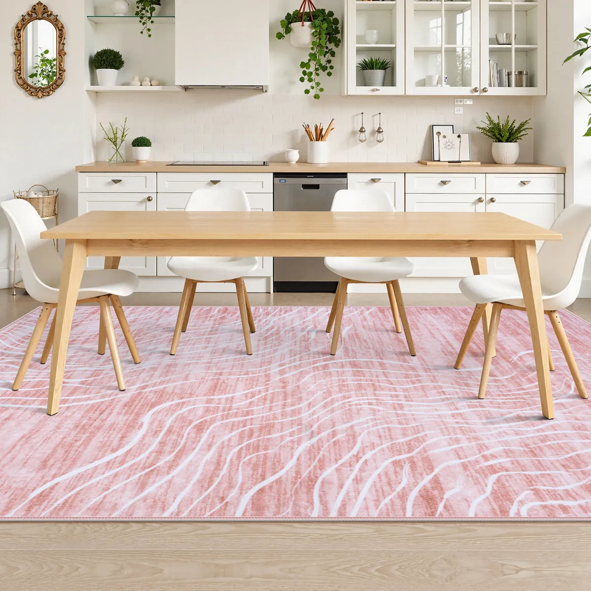 Ondel Washable Abstract Terrain Pink Rug Area Rugs Lahome