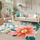 Ondine Washable Modern Botanical Floral Blue Rug Rugs Lahome