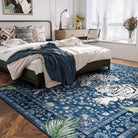 Rava Washable Wild Tiger Blue Rug Area Rugs Lahome