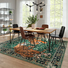 Rava Washable Wild Tiger Green Rug Area Rugs Lahome