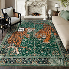 Rava Washable Wild Tiger Green Rug Area Rugs Lahome 8' x 10'