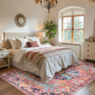 Reine Washable Bohemian Floral Medallion Red Rug Clearance Rugs Lahome