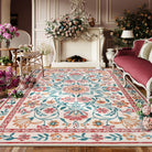 Stacy Washable Floral Vintage Botanical Dark-Pink Rug Area Rugs Lahome 8' x 10'